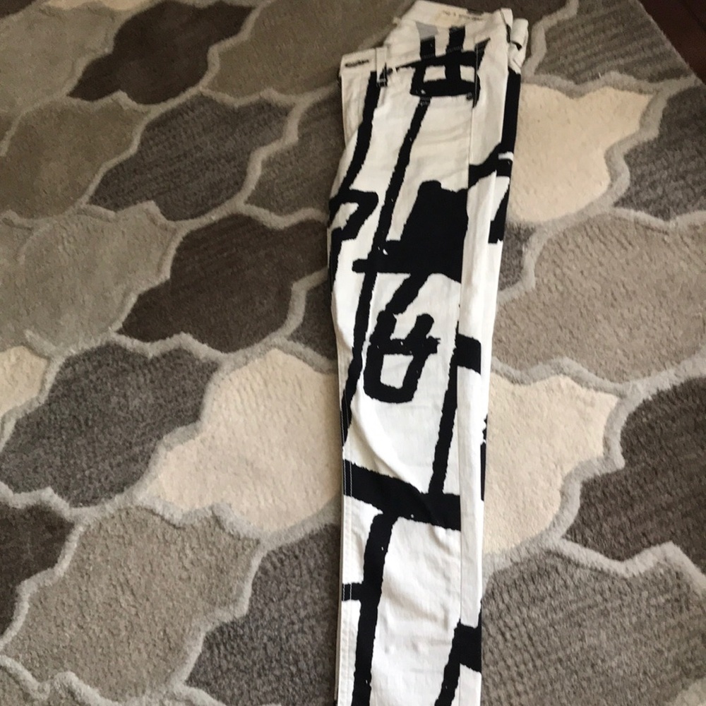 Rag & Bone white with black print jeans